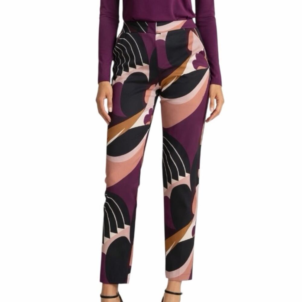 Trina Turk Pants Women’s Size 10 Wine Valley Abstract Print Cropped Purple Multi